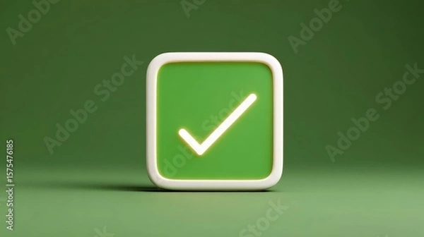 Fototapeta Seamless E-Commerce Transactions with Secure Payment Gateway Solutions, Green checkmark symbol on a simple background, representing approval or correctness.