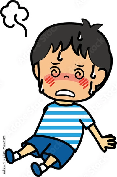 Fototapeta 熱中症の小学生男児