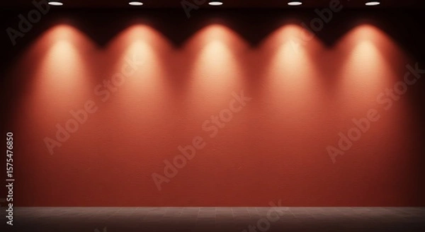 Fototapeta Wall brightly lit with spotlights and blank copy space