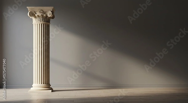 Fototapeta Single Greek Column in the Room with Copyspace