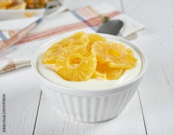 Obraz 건파인애플 요거트 토핑 Yogurt with Dried Pineapple Topping