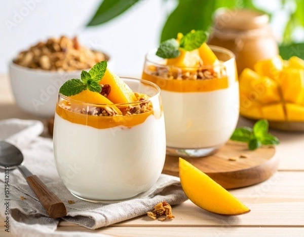 Obraz 망고 그래놀라 요거트 컵 Mango Granola Yogurt Cups