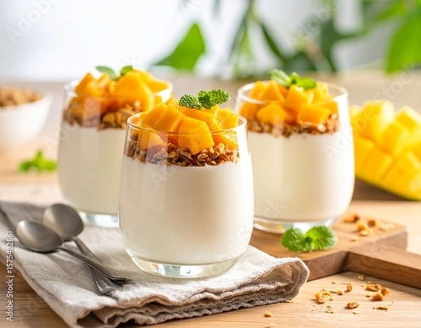 Obraz 망고 그래놀라 요거트 컵 Mango Granola Yogurt Cups