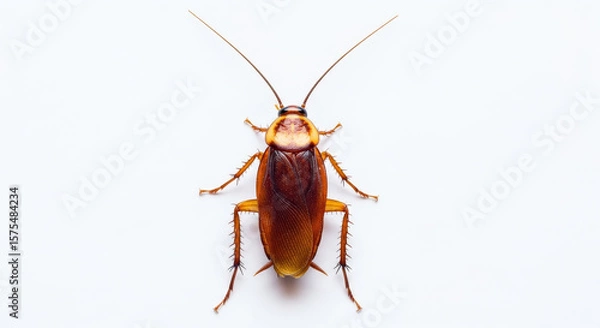 Fototapeta Cockroach isolated on white background, a common household pest