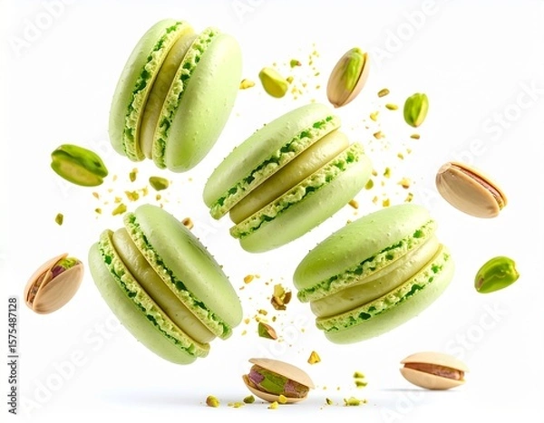 Obraz 피스타치오 마카롱의 상큼한 비행 Fresh Flight of Pistachio Macarons