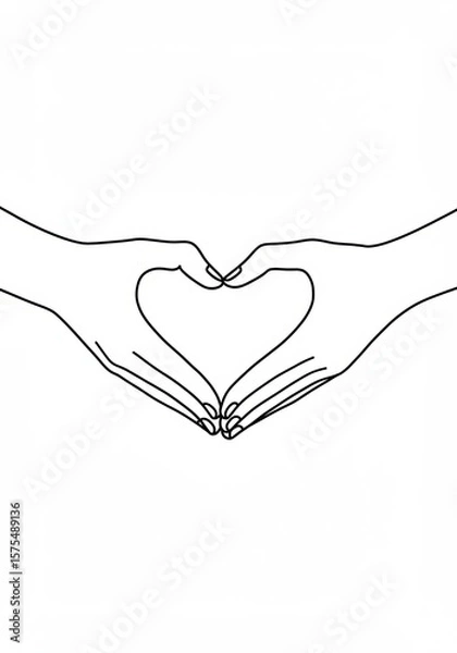 Obraz Hands forming a heart a symbol of unity compassion and love against simple white background in