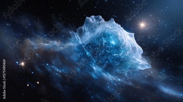 Obraz Luminous Blue Nebula in Dark Space