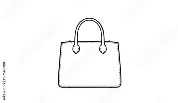Fototapeta "Minimal Vector Handbag Outline – Classic Line Art on White Background"