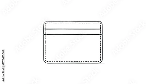Fototapeta "Minimal Cardholder Wallet Vector – Thin Outline Front View on White Background"