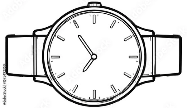 Fototapeta "Minimal Wristwatch Vector – One-Line Outline on White Background"