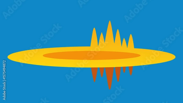 Fototapeta Abstract representation of a vibrant yellow sound wave against a blue background for screen use.