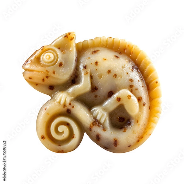 Fototapeta Chameleon Shaped Artisan Soap with Exfoliating Particles Isolated on Transparent Background

