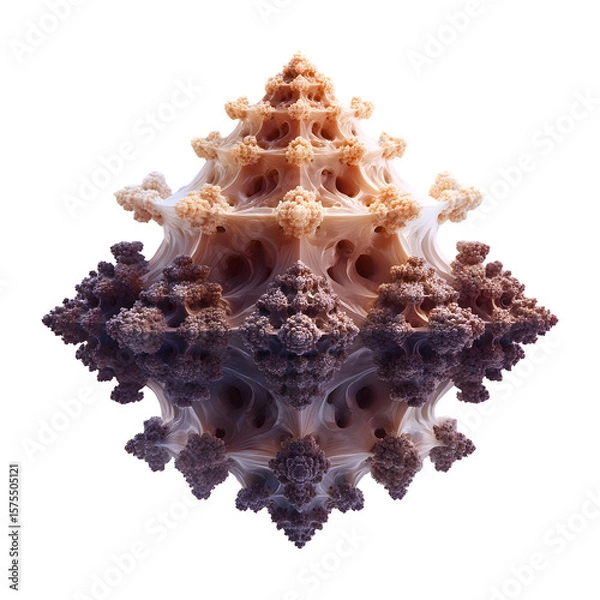Fototapeta Futuristic Organic Fractal Structure with Geometric Coral Texture Isolated on Transparent Background

