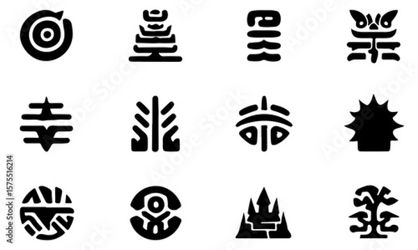 Fototapeta Collection of Abstract Geometric Symbols, Icons, and Designs Perfect for Branding, Logos, and Digital Art Projects