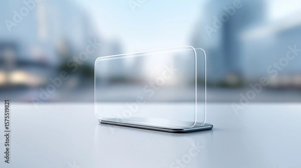 Fototapeta Smart device with holographic interface representing next generation mobile innovation