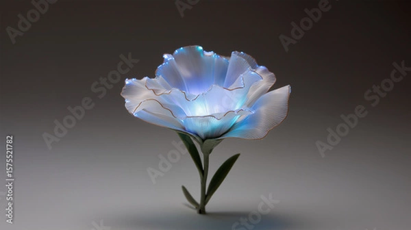 Fototapeta Futuristic glowing flower with digital light technology representing artificial intelligence innovation