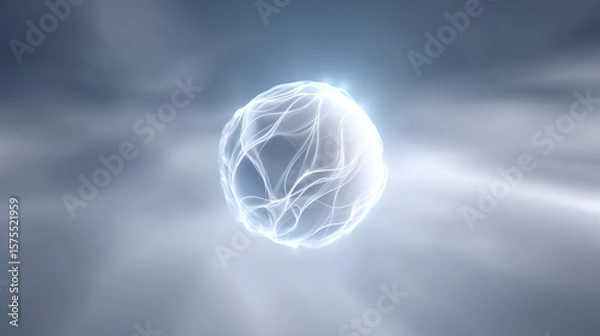 Fototapeta Glowing neural network sphere representing artificial intelligence and machine learning technology