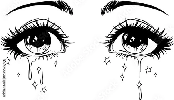 Fototapeta Cute crying anime eyes
