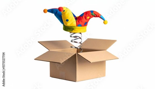 Obraz Jester hat pops from box.