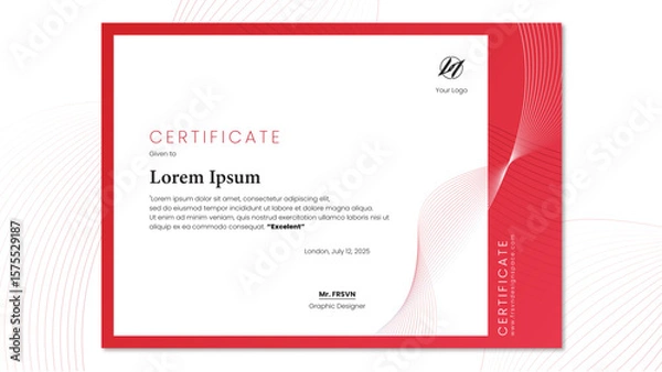 Fototapeta red certificate template