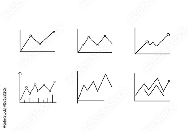 Fototapeta set of line chart icon line art vector illustration
