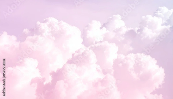 Obraz Pastel Pink Sky with Fluffy Clouds.
