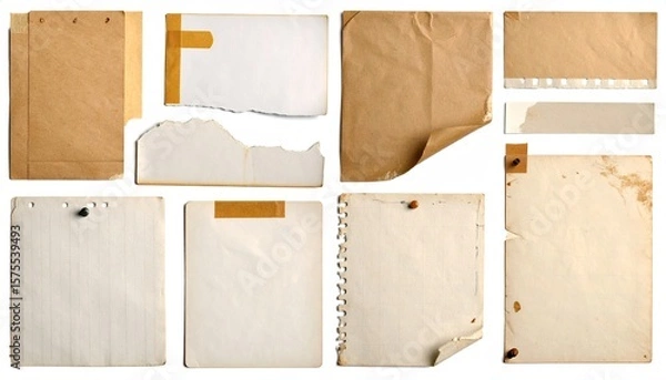 Obraz Assorted aged paper pieces