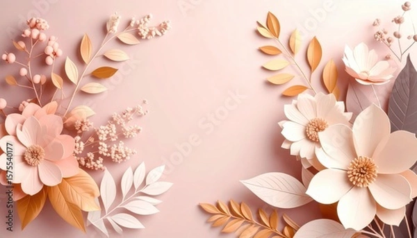 Fototapeta Floral art creation studio setting digital paper craft elegant environment close-up view nature-inspired aesthetic