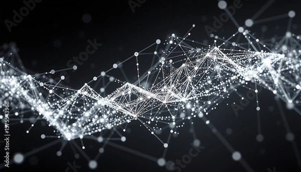 Obraz Abstract Network of Connected White Dots and Lines on Black