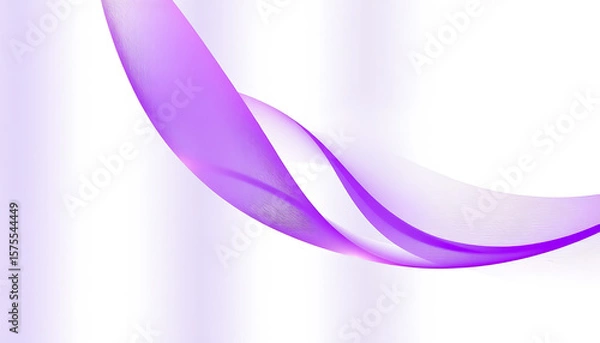 Obraz Abstract Purple Ribbon Waves with Fine Lines on Transparent Background