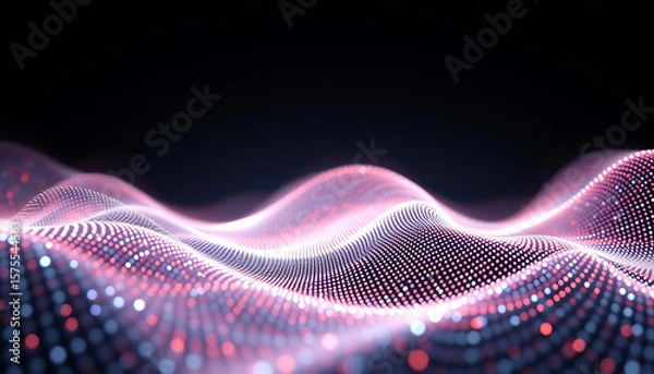 Obraz Abstract Wavy Surface of Pink and White Glowing Particles