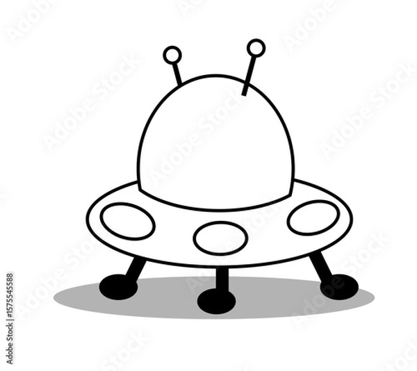Fototapeta Flat UFO vector isolated on white background
