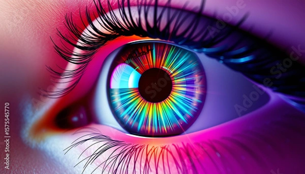 Obraz Closeup of a Vibrant Colorful Human Eye with Long Lashes