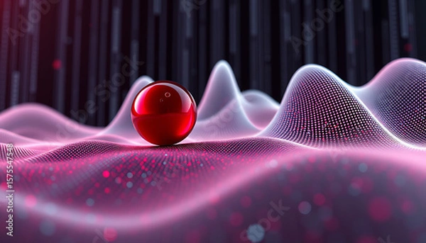 Obraz Red Sphere on Dotted Pink Surface with Abstract Background