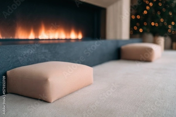 Obraz Cozy seating near the warm fireplace creates a tranquil atmosphere