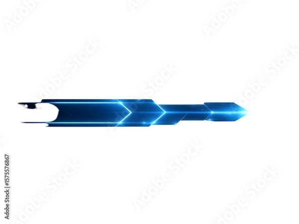 Fototapeta Glowing Neon Blue Arrows Pointing Right Abstract Geometric Shape Digital Element isolated on a transparent background