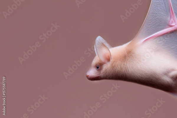 Obraz Unique close-up of a rare bat in flight against a soft backdrop