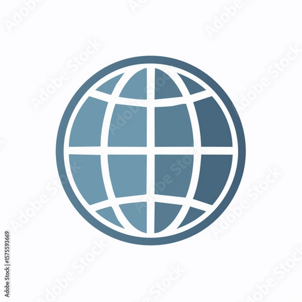 Fototapeta Simple, stylized graphic of a world globe, outlined in white.