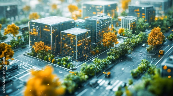 Obraz Innovative smart waste management system display showing optimized collection routes, enhancing efficiency and environmental sustainability - Concept of smart cities, technology, and eco-friendly,