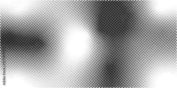 Fototapeta Abstract halftone gradient texture. Vector dotted grunge background for poster, overlay, cover, card. Pixelated retro backdrop