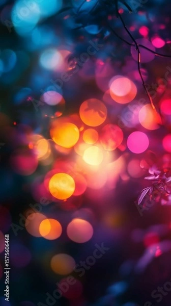 Fototapeta Abstract Bokeh Lights Background with Vibrant Festive Colors