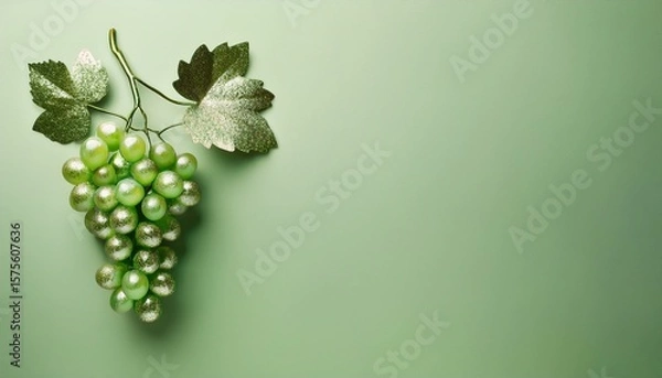 Obraz Pale lilac glitter grapes on pale lilac background with copy space. Generated image