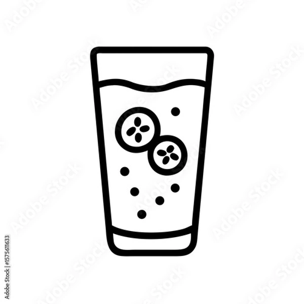 Obraz Cucumber water in a glass with sliced cucumbers and bubbles  