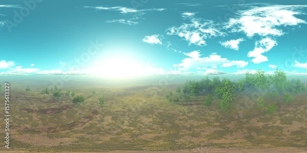 Fototapeta HDRI, environment map , Round panorama, spherical panorama, equidistant projection, panorama 360, Forest and swamp, 3d rendering