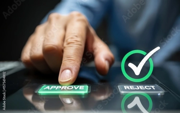 Fototapeta Making Crucial Decisions Approving or Rejecting with a Single Tap