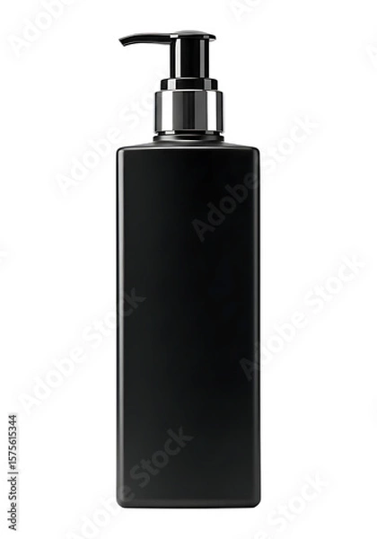 Fototapeta Sleek dispenser with a modern dark design and silver accents suitable for soap, sanitizer or lotion in bathroom or kitchen.