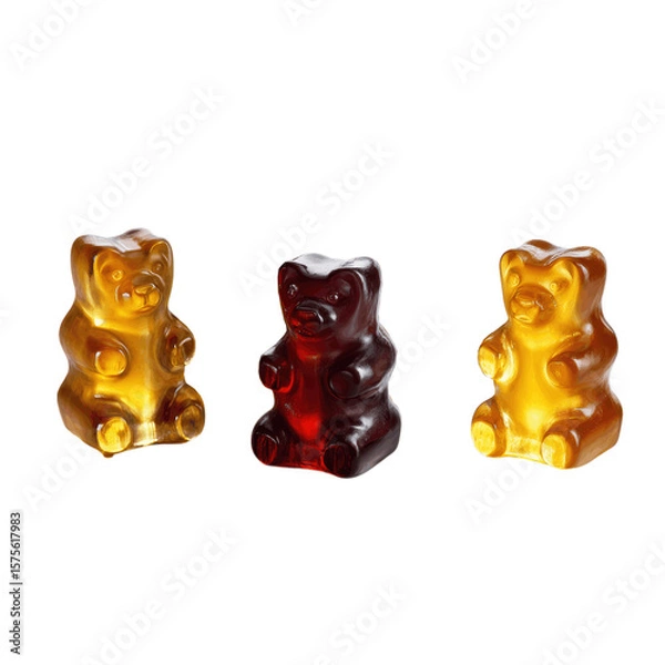 Fototapeta Colorful Gummy Bears in Three Distinct Poses and Colors