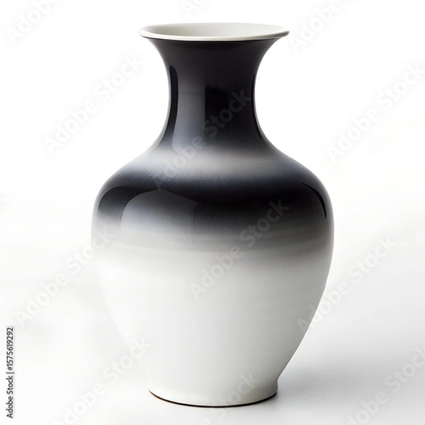 Obraz Elegant gradient vase featuring smooth transition between black and white on white background