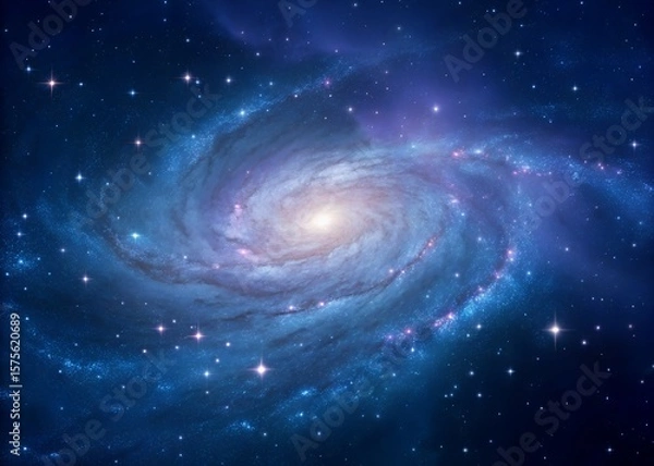 Obraz Blue Space Nebula with Stars Background. Cosmic Galaxy Backdrop for Science and Astronomy