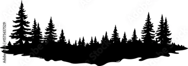 Fototapeta Tree Mountain silhouette vector 